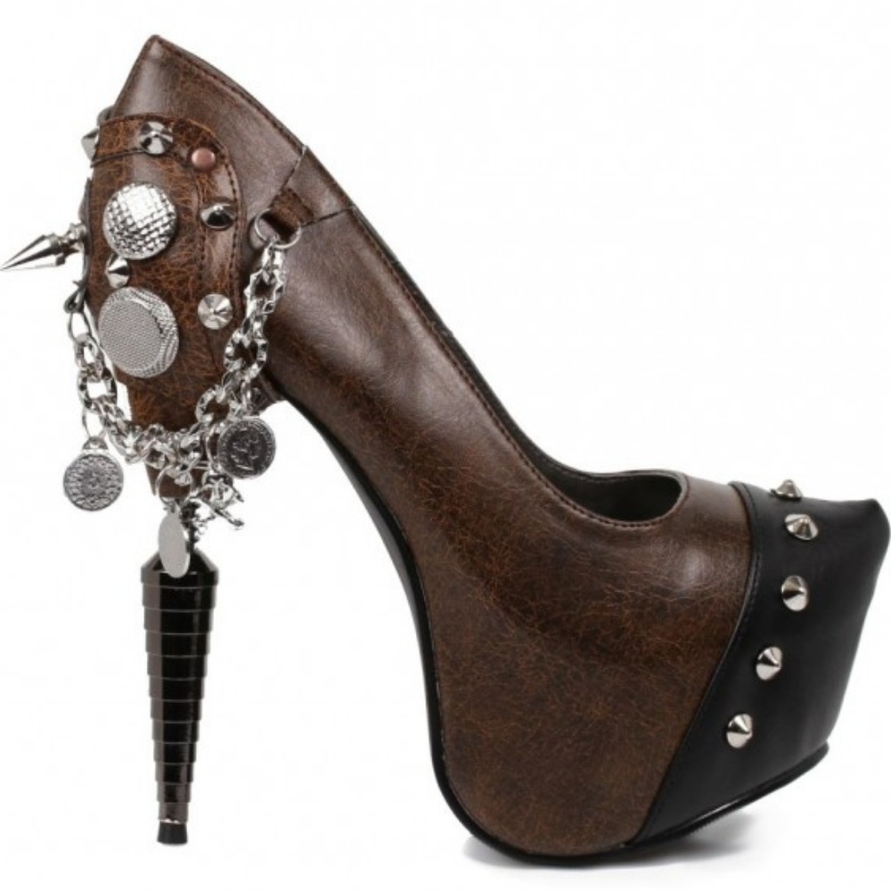 Napier Brown Steampunk Spiked Platform Pumps